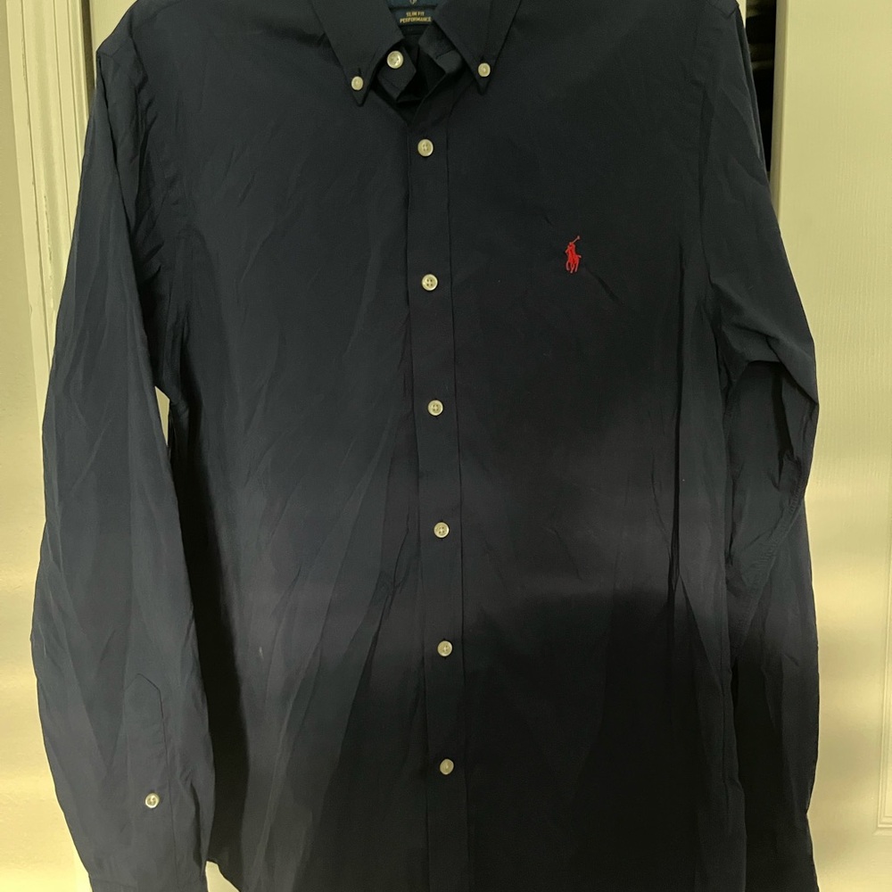 Ralph Lauren Blue Casual Button Down Slim Fit Shirt